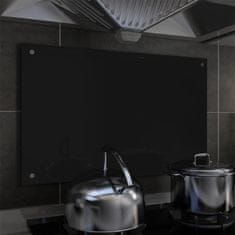 Greatstore Kuhinjska zaščitna obloga črna 80x50 cm kaljeno steklo