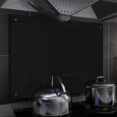 Greatstore Kuhinjska zaščitna obloga črna 80x60 cm kaljeno steklo