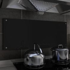 Greatstore Kuhinjska zaščitna obloga črna 100x40 cm kaljeno steklo