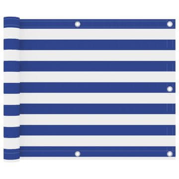 Vidaxl Balkonsko platno belo in modro 75x300 cm oksford blago