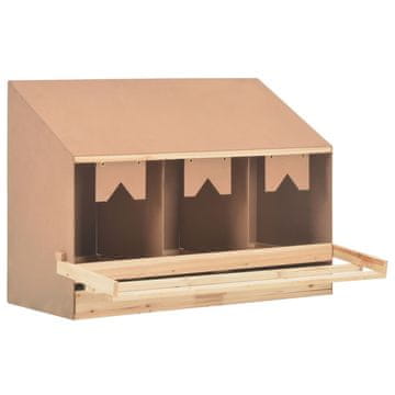 Vidaxl Gnezdišče za kokoši s 3 predelki 93x40x65 cm trdna borovina