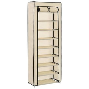 Vidaxl Omarica za čevlje s pokrivalom krem 57x29x162 cm blago