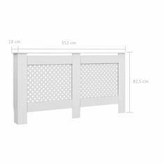 Vidaxl Pokrov za radiator bel 152x19x81,5 cm MDF