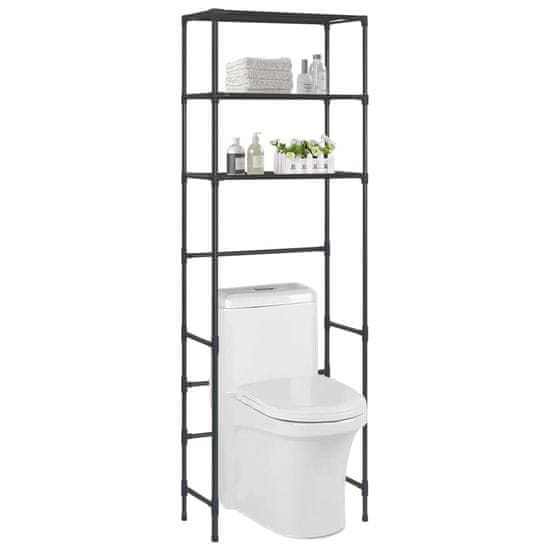 Greatstore Stojalo za nad stranišče 3-nadstropno črno 53x28x169 cm