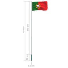 Vidaxl Zastava Portugalske in aluminijast zastavni drog 4 m