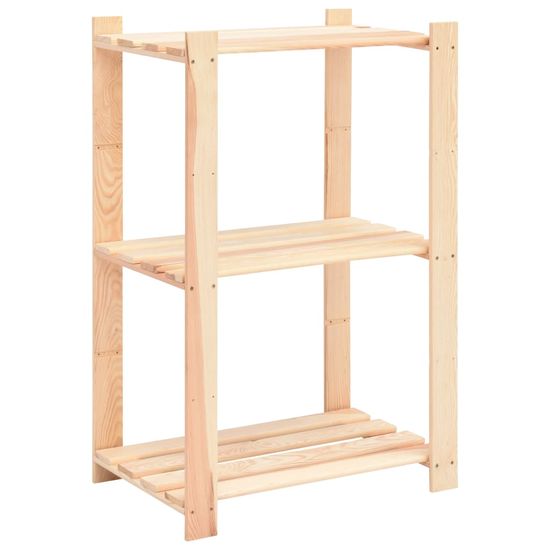 Vidaxl Stojalo s policami 3-nadstropno 60x38x90 cm borovina 150 kg