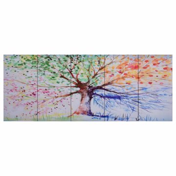 Vidaxl Slika na platnu drevo v dežju večbarvno 200x80 cm