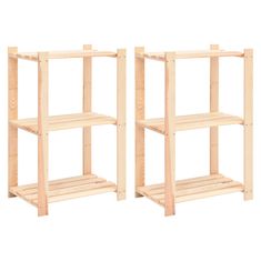 Vidaxl Stojalo 3-nadstropno 2 kosa 60x38x90 cm trdna borovina 150 kg