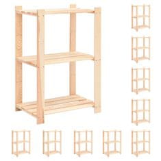 Vidaxl Stojalo 3-nadstropno 10 kosov 60x38x90 cm trdna borovina 150 kg