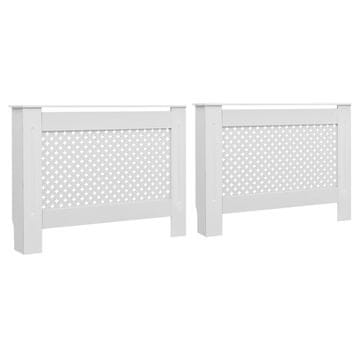 Vidaxl Pokrov za radiatorje 2 kosa bel 112x19x81,5 cm mediapan