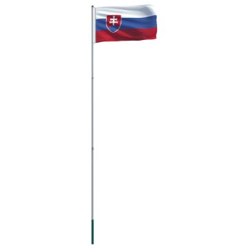 Vidaxl Zastava Slovaške in aluminijast zastavni drog 6 m