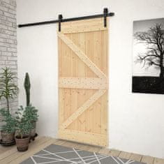 Greatstore Drsna vrata s kompletom vodil 100x210 cm trdna borovina