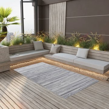 Vidaxl Zunanja preproga siva 190x290 cm PP