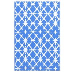 Vidaxl Zunanja preproga modra in bela 120x180 cm PP