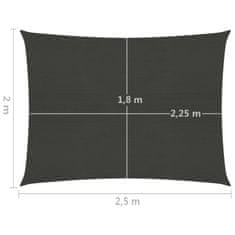 Vidaxl Senčno jadro 160 g/m² antracitno 2x2,5 m HDPE