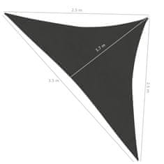Vidaxl Senčno jadro 160 g/m2 antracitno 2,5x2,5x3,5 m HDPE