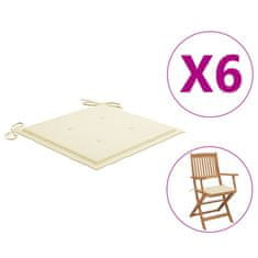 Vidaxl Blazine za vrtne stole 6 kosa krem 40x40x4 cm oxford tkanina