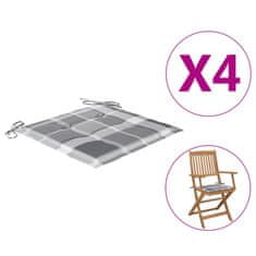 Vidaxl Blazine za vrtne stole 4 kosi sive karo 40x40x3 cm oxford