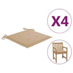 Vidaxl Blazine za vrtne stole 4 kosi bež 50x50x4 cm oxford tkanina