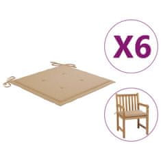 Vidaxl Blazine za vrtne stole 6 kosov bež 50x50x4 cm oxford tkanina