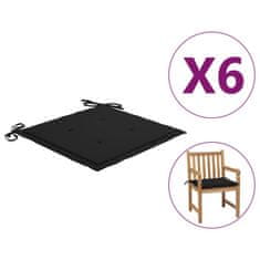 Vidaxl Blazine za vrtne stole 6 kosov črne 50x50x3 cm oxford tkanina