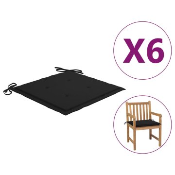Vidaxl Blazine za vrtne stole 6 kosov črne 50x50x3 cm oxford tkanina