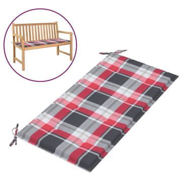 Vidaxl Blazina za vrtno klop rdeča karo 100x50x3 cm oxford tkanina