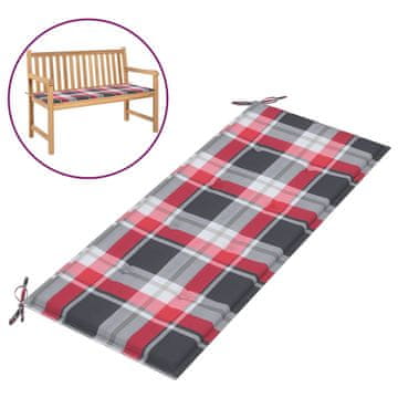 Vidaxl Blazina za vrtno klop rdeča karo 120x50x3 cm oxford tkanina