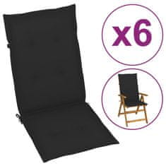 Vidaxl Blazine za vrtne stole 6 kosov črne 120x50x3 cm blago