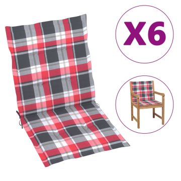 Vidaxl Blazine za vrtne stole 6 kosov rdeče karo 100x50x3 cm oxford