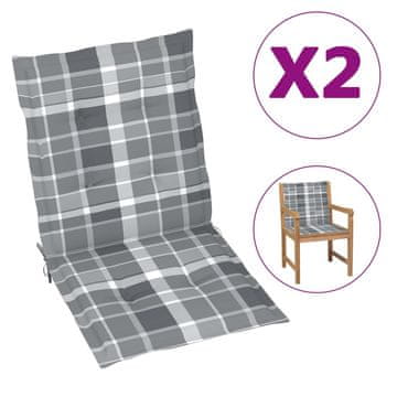 Vidaxl Blazine za vrtne stole 2 kosa sive karo 100x50x3 cm oxford