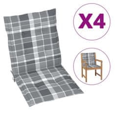 Vidaxl Blazine za vrtne stole 4 kosi sive karo 100x50x3 cm oxford