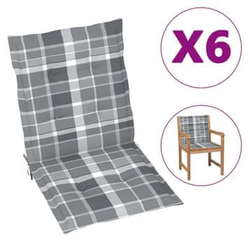 Vidaxl Blazine za vrtne stole 6 kosov sive karo 100x50x3 cm oxford