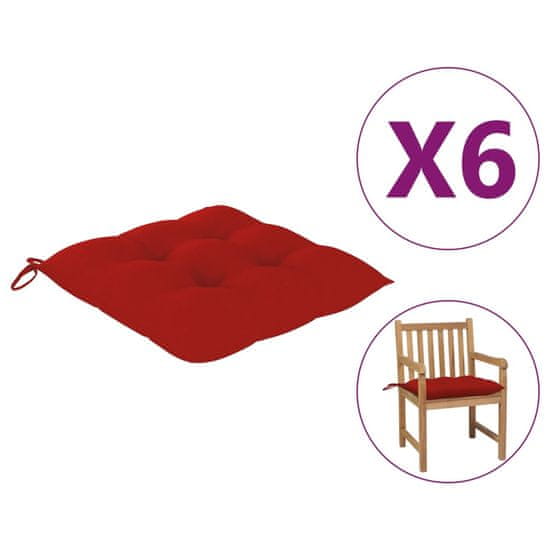 Vidaxl Blazine za stole 6 kosov rdeče 50x50x7 cm blago