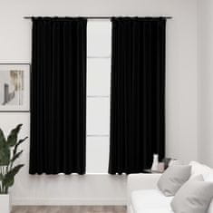 Vidaxl Zatemnitvene zavese z obešali 2 kosa črne 140x175 cm
