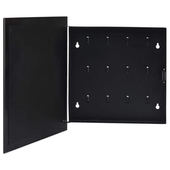 Vidaxl Omarica za ključe z magnetno tablo črna 35x35x5,5 cm