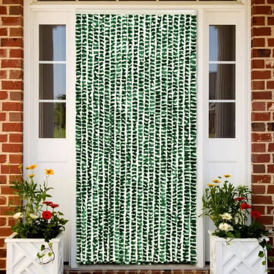 Vidaxl Zavesa proti mrčesu zelena in bela 90x220 cm šenilja