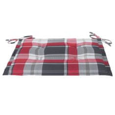 Vidaxl Blazine za vrtne stole 6 kosov rdeče karo 50x50x3 cm oxford