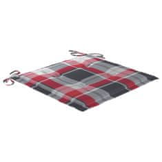 Vidaxl Blazine za vrtne stole 6 kosov rdeče karo 50x50x3 cm oxford
