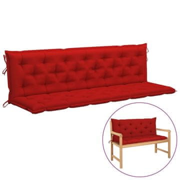 Vidaxl Blazina za vrtno klop rdeča 200x(50+50)x7 cm oxford tkanina