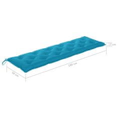 shumee vidaXL Blazina za vrtno klop svetlo modra 180x50x7 cm blago