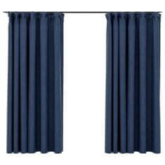 Vidaxl Zatemnitvene zavese z obešali 2 kosa modre 140x175 cm