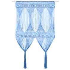 shumee vidaXL Zavesa makrame modra 140x240 cm bombaž