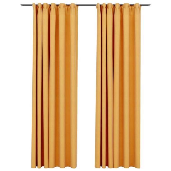 Vidaxl Zatemnitvene zavese z obešali 2 kosa rumene 140x245 cm