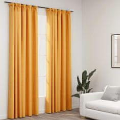 Vidaxl Zatemnitvene zavese z obešali 2 kosa rumene 140x225 cm