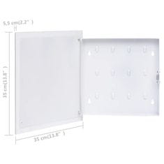Vidaxl Omarica za ključe z magnetno tablo bela 35x35x4 cm