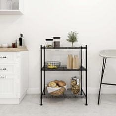 Vidaxl 3-nadstropni regal 60x35x76 cm črn 150 kg
