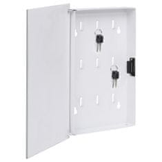Vidaxl Omarica za ključe z magnetno tablo bela 30x20x4 cm