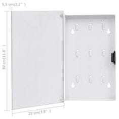 Vidaxl Omarica za ključe z magnetno tablo bela 30x20x4 cm