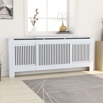 Vidaxl Pokrov za radiator MDF bel 205 cm